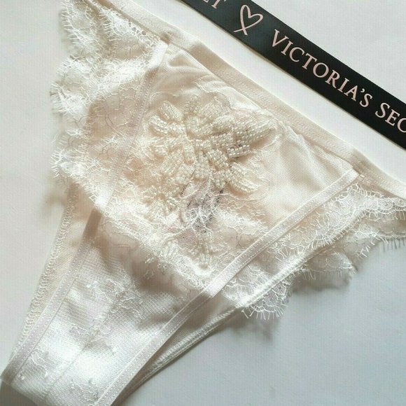 Victorias Secret Floral Motif BEAD White ITSY Mesh - Picture 6 of 9